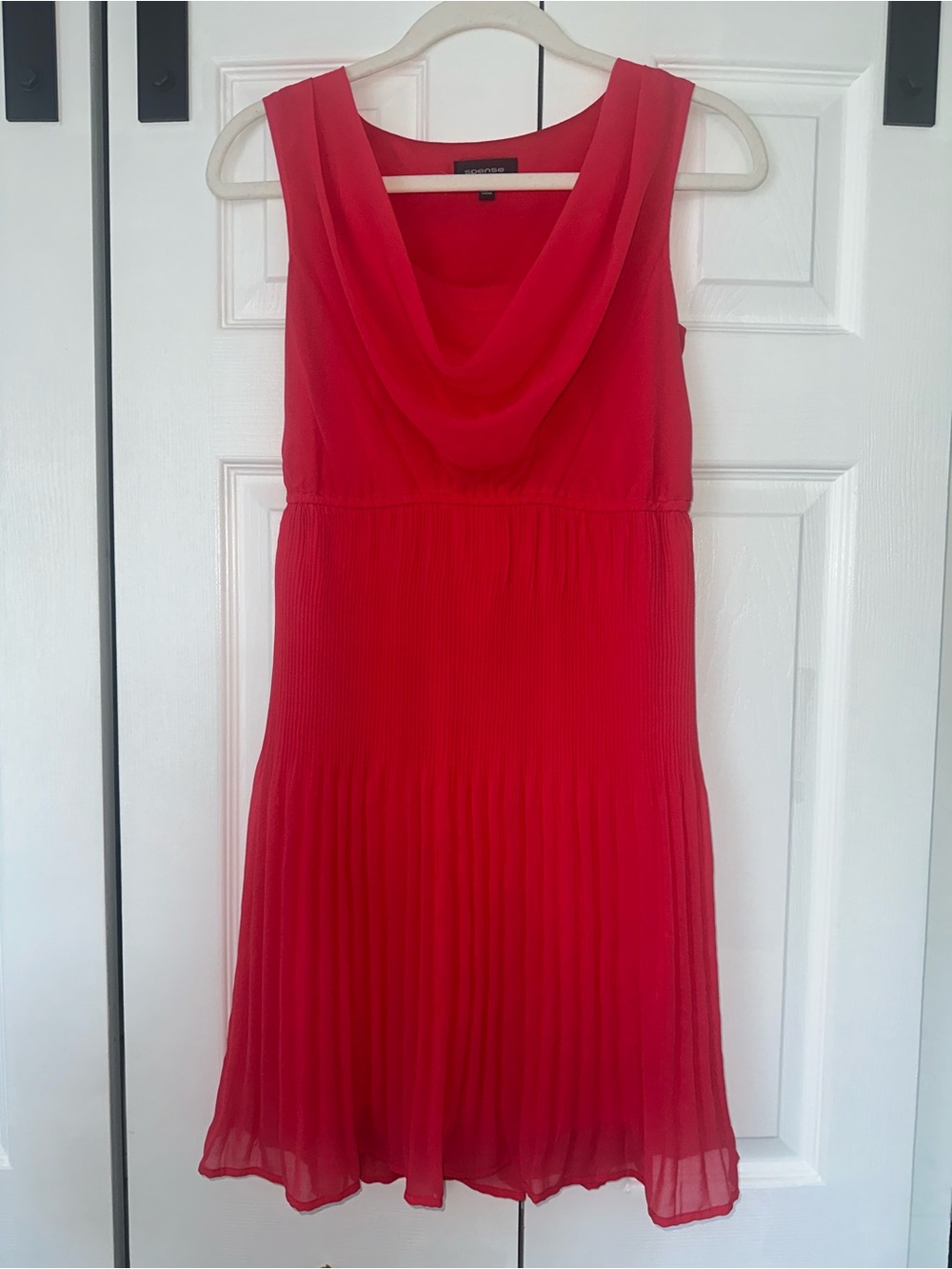 Spense Red Pleated Cowl Neck Dress Size 4 Brand New Without Tags